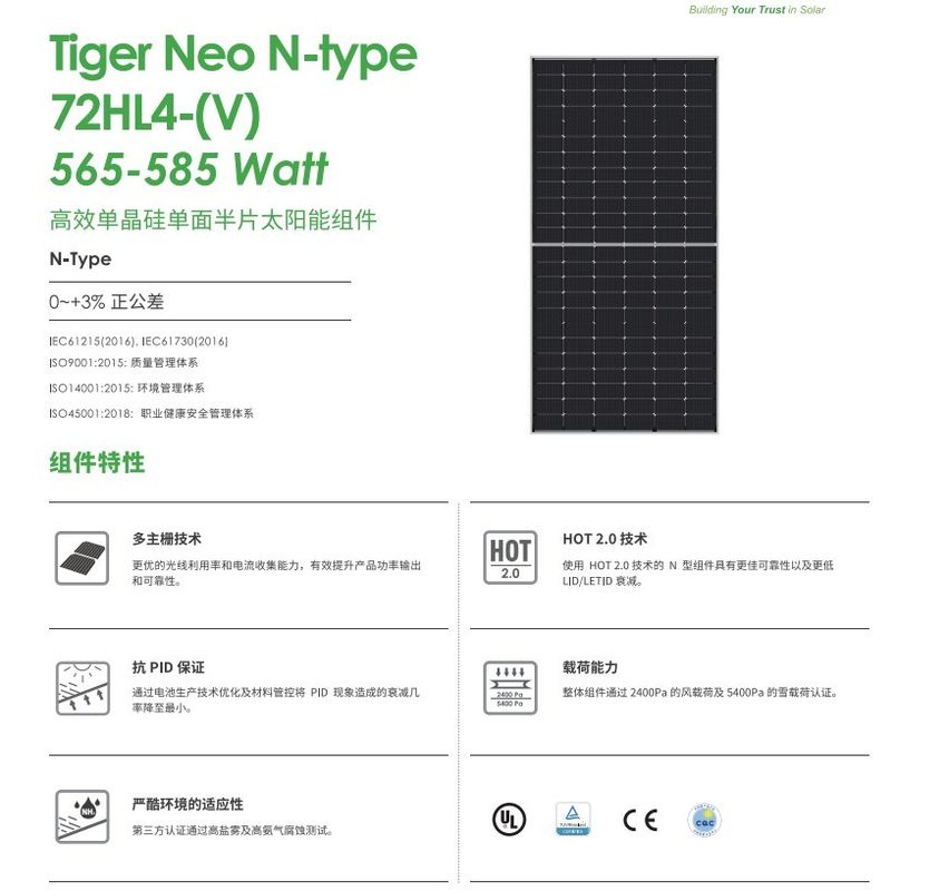 Panneau solaire Jinko Qcells 560W 565W 570W 575W 580W Panneau énergétique
