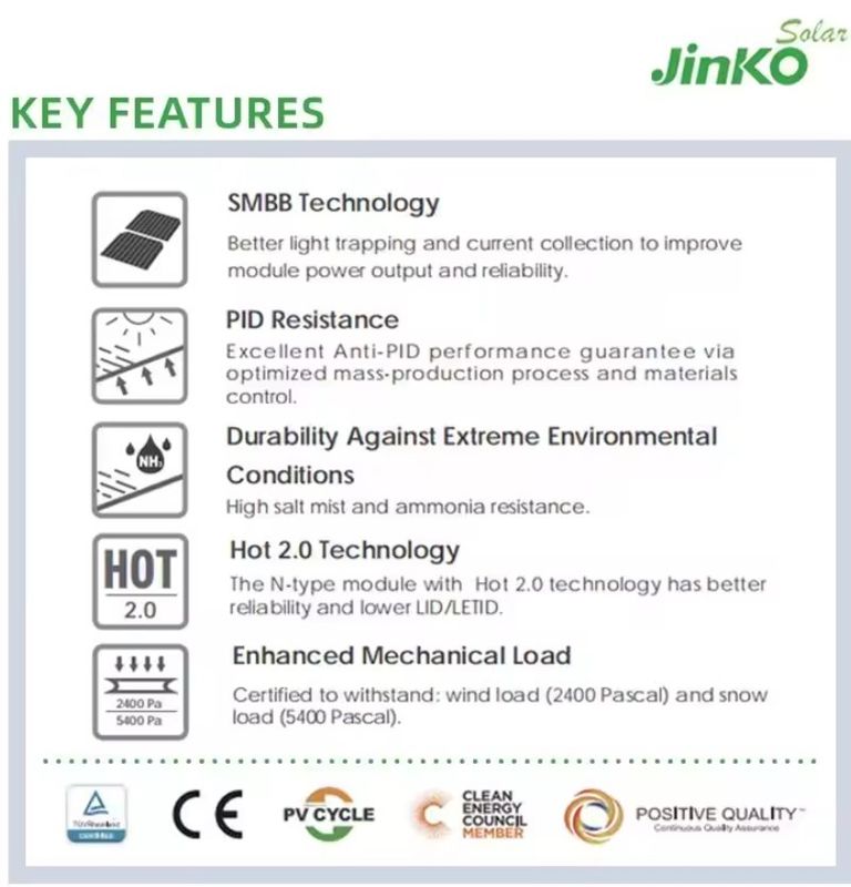 Panneau solaire Jinko 550 watts 540w 545w 550w panneaux solaires mono-faceux panneau photovoltaïque Jinko P-Type